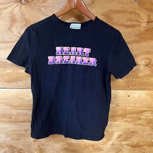 Y2K Sassy Mcbling HeartBreaker Baby Tee Black Pink Basic Editions Small
